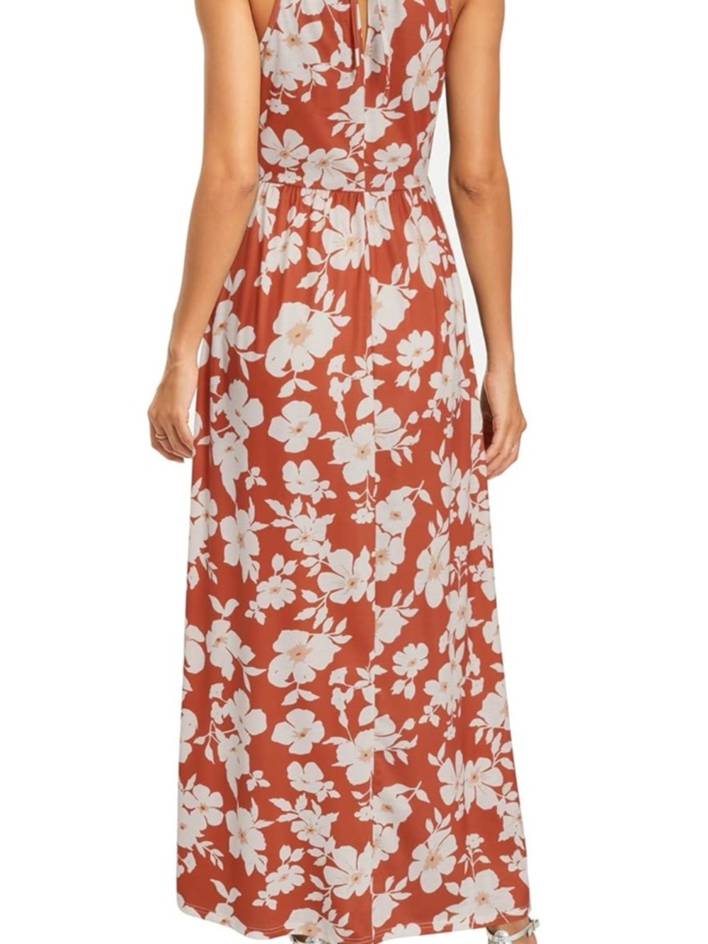 Women's Rust Floral Halter Maxi Dress